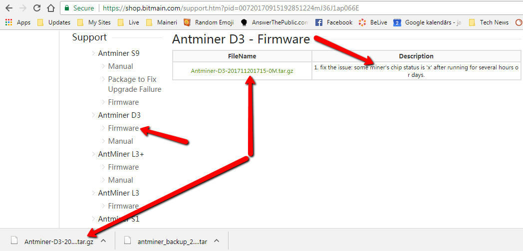 d3 jaunākais firmware bitmain-a lapā