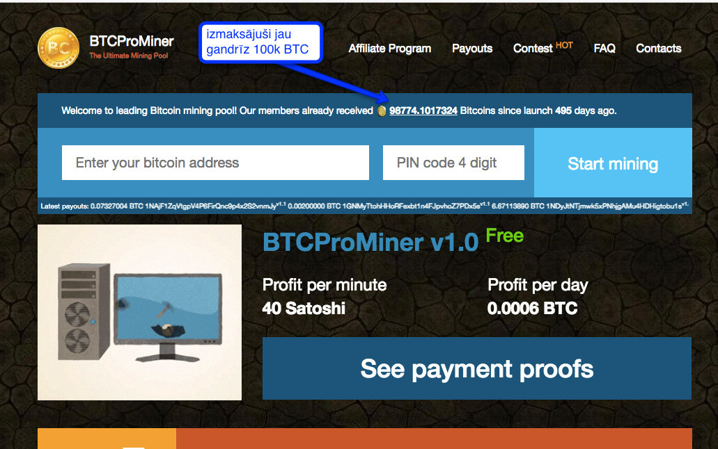 serviss jau esot izmaksājies gandrīz 100 tūkstoši BTC