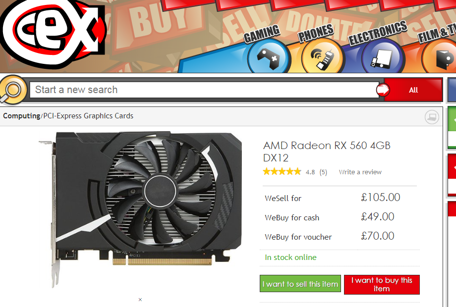 par 1 rx560 karti CEX veikalā var saņemt 70 mārciņu vērtu vaučeri