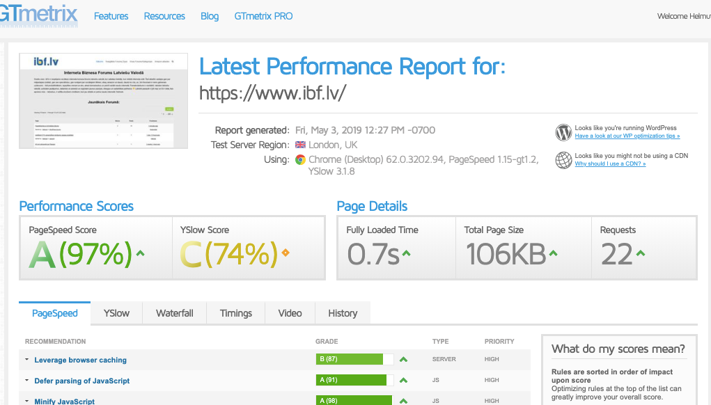 ielādes ātrums 0.7 sekundes