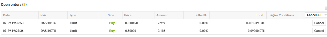 $dash pirkšanas orderis uzlikts 0,01045 $btc