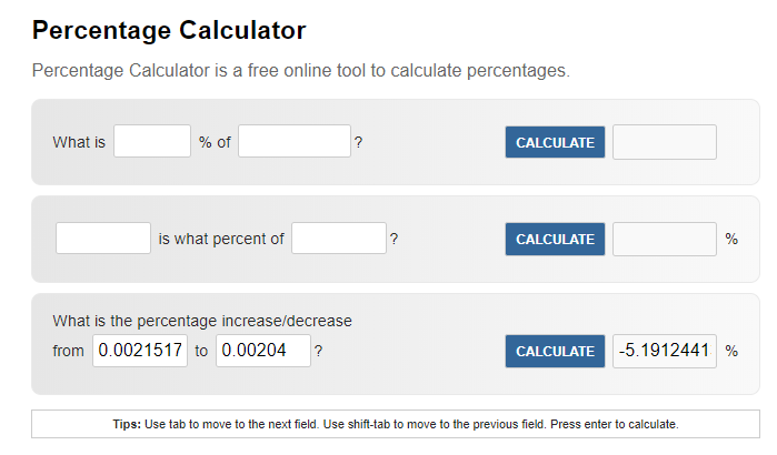 kalkulators, kur aprēķināju 5%