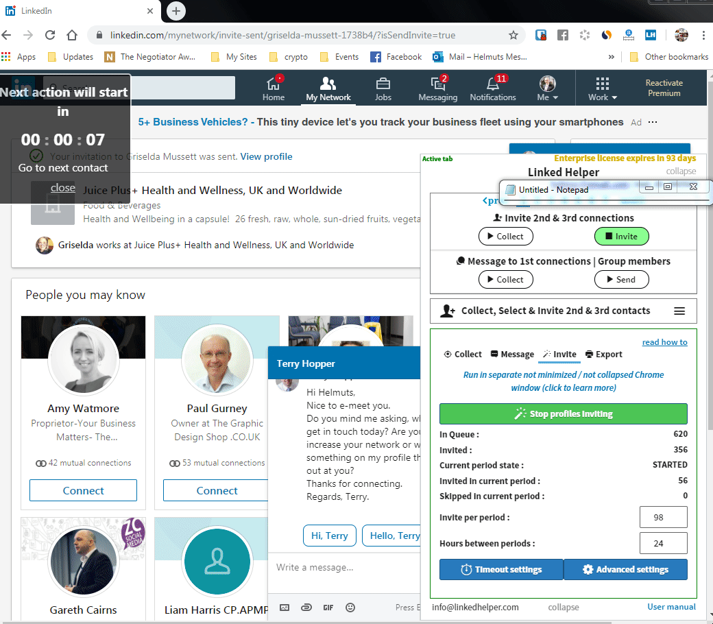 LinkedHelper ekrāna ieraksts