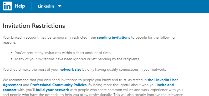 Linkedin par šo bana tipu