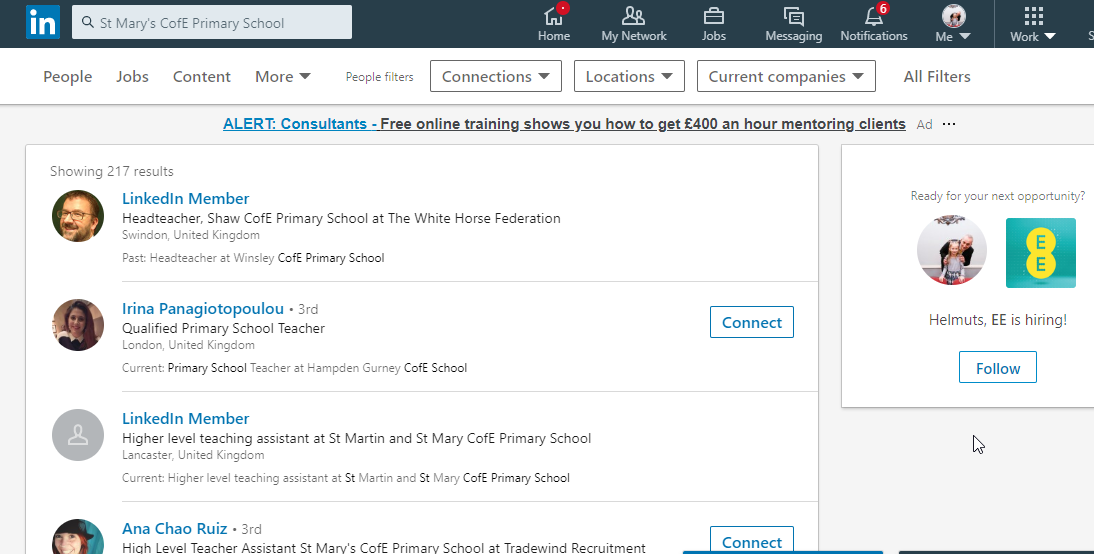 Atrodam Linkedin kontaktu ar kuru vēlamies savienoties