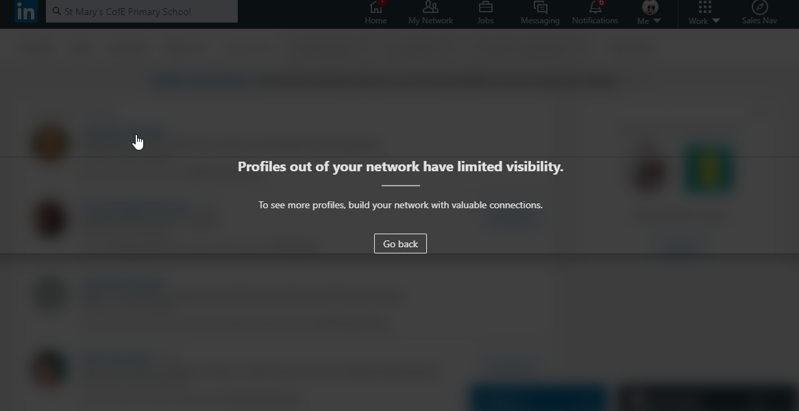 Linkedin neļauj savienoties, jo mums nav kopīgu paziņu tīkls