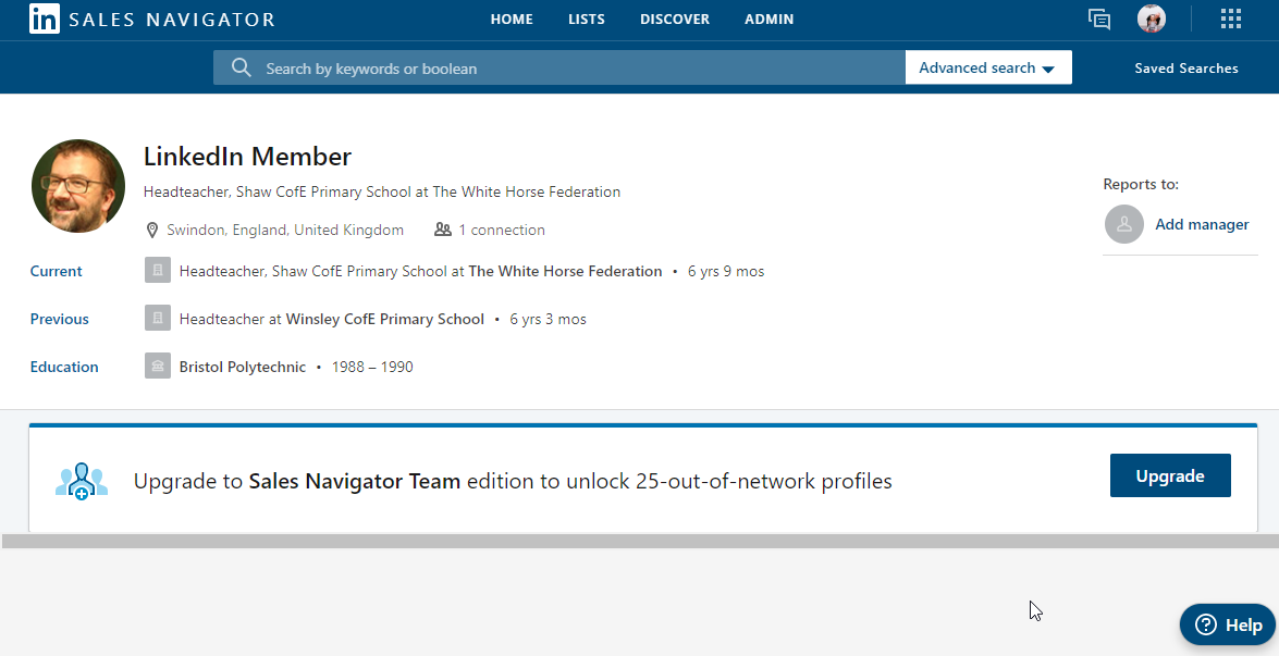 Sales Navigator Team ļauj apskatīties 25 kontus ārpus mana tīkla