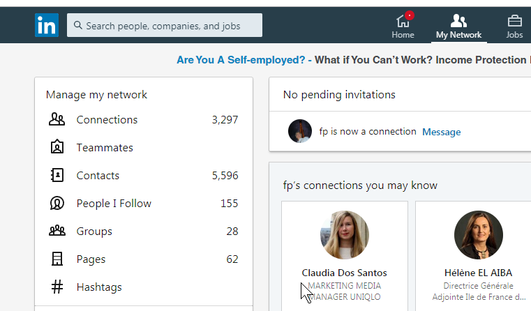 Linkedinā 3297 kontakti